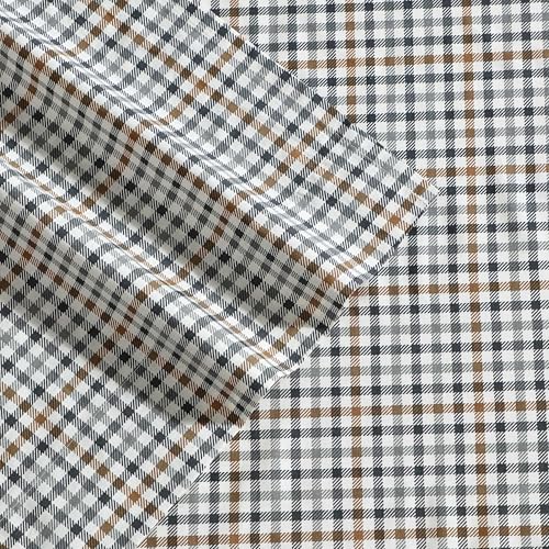 Image of Eddie Bauer - King Sheet Set, Crisp & Cooling Sheets w /a Naturally Smooth Cotton Percale Lightweight Feel - Matching Pillowcases & Deep Pocket Fitted Sheet (Griffin Plaid Beige)
