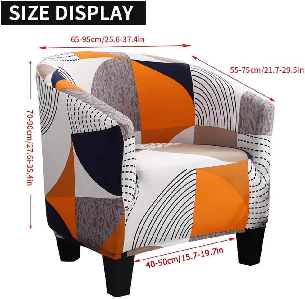 GULI Velvet Tub Chair Covers, Armchairs Slipcover, High Stretch Luxury Furniture Sofa Covers Spandex Plush Covers Club Chair Protector Washable (Orange) (YHBYYT)