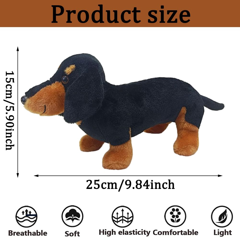 Peluche Teckel Uni-Toys 22 Cm - Poils Rugueux Assis Réaliste