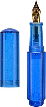 erofa Majohn Wancai Mini Eyedropper Fountain Pen EF Nib, Fluorescent Blue Resin Pocket Size Travel Short Pen