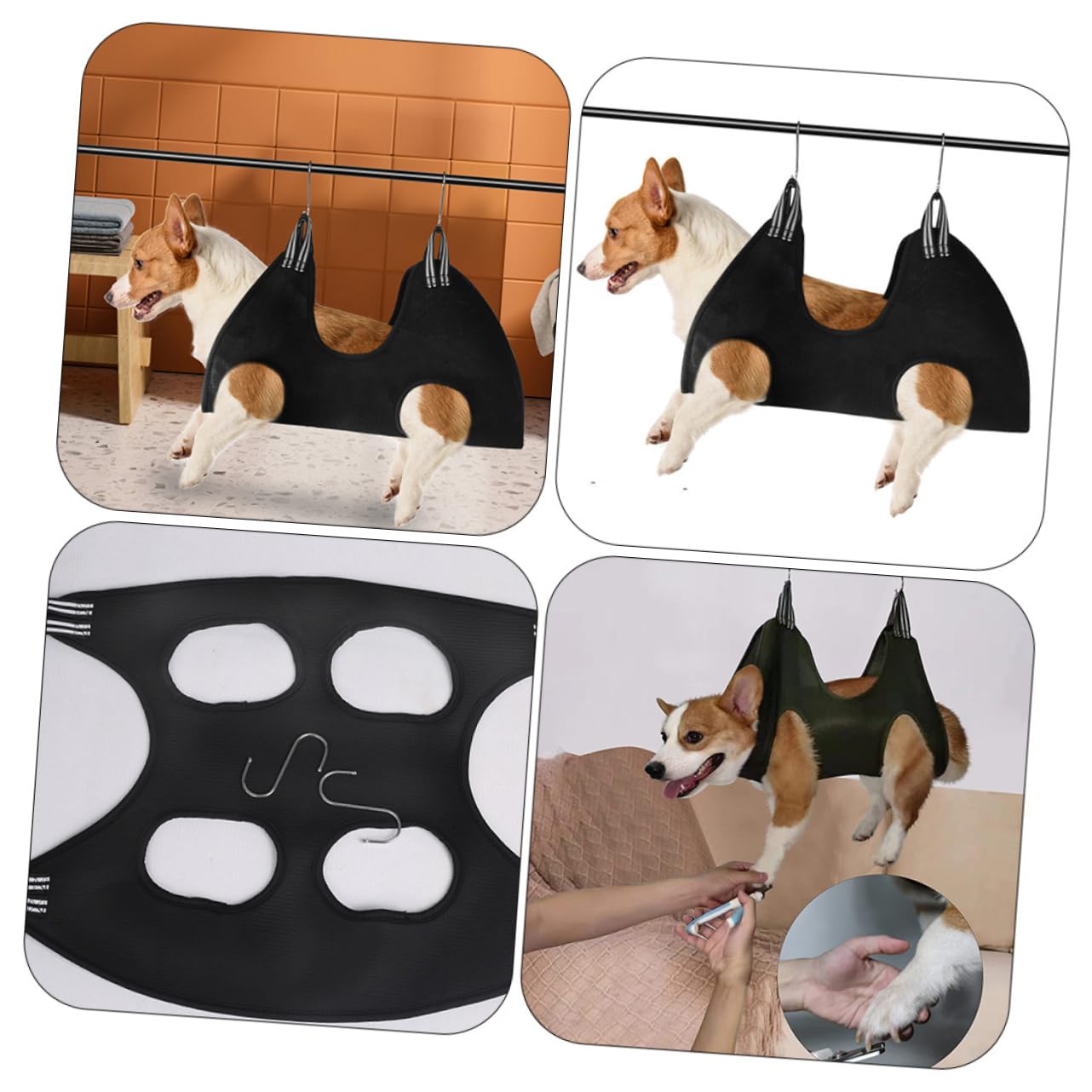Happyyami 1 Set Convenient Pet Nail Trimming Hammock Sling for Dogs Black Durable Grooming Accessory for Easy Nail Care Keeps Pets Calm Secure During Grooming Sessions