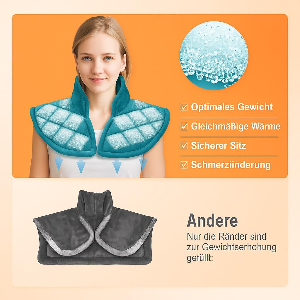 1.2kg Voll Gewichtete Heizkissen für Nacken und Schultern, elektrische Wärmekissen mit 5 Temperaturstufen & 4 Auto-Off-Zeitern, waschbarer Flanellbezug, Geschenke für Mütter, Frauen, Mama, Papa