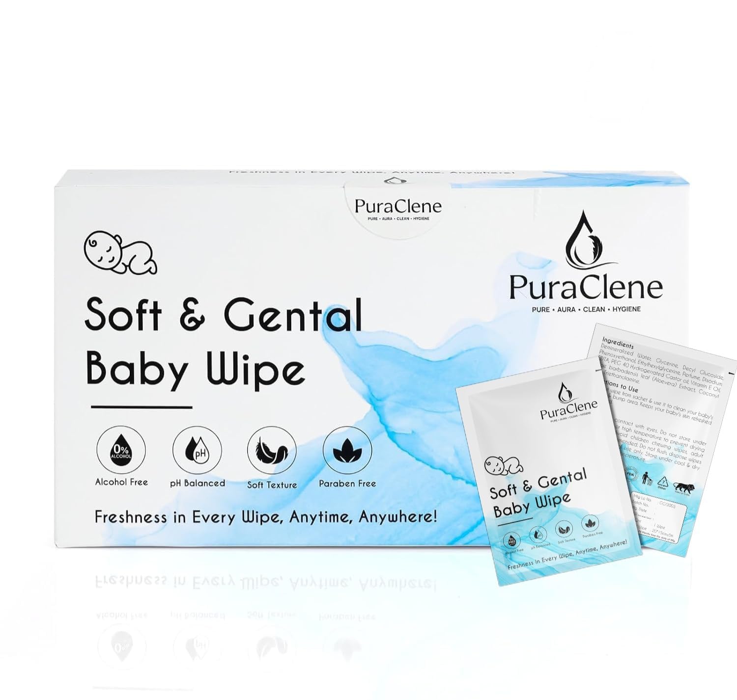 PuraClene Soft Gentle Baby Wet Wipes, Paraben & Sulphate Free, Cleansing Wipes, Extra Thick & Moist Wet Wipes for Baby's (pack of 2)-image-9