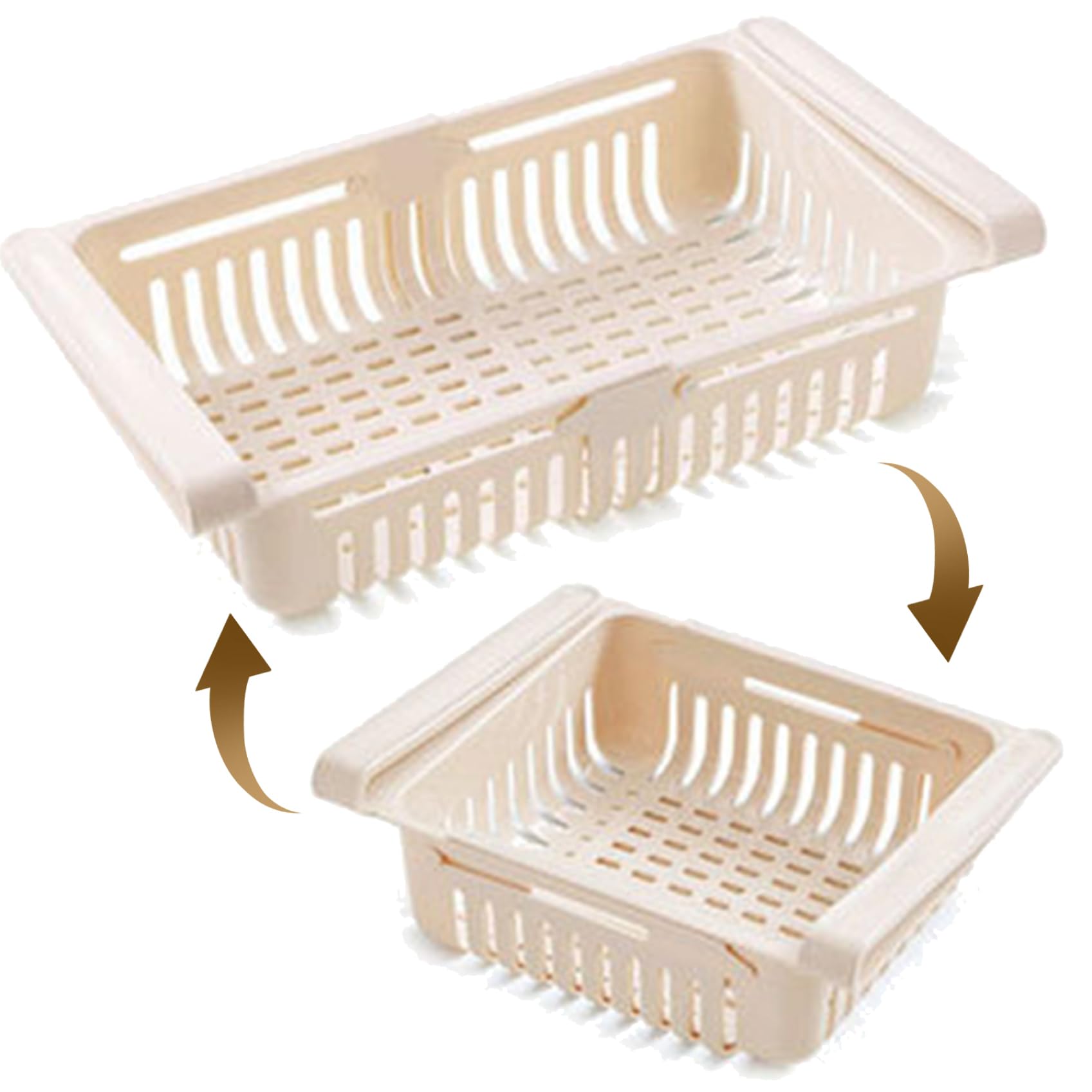 BeVistoso 2PCS Fridge Drawer Adjustable Under Shelf for Egg Fruit Vegetable Seafood, Pull out Refrigerator Drawer Space-Saving Under Shelf Basket