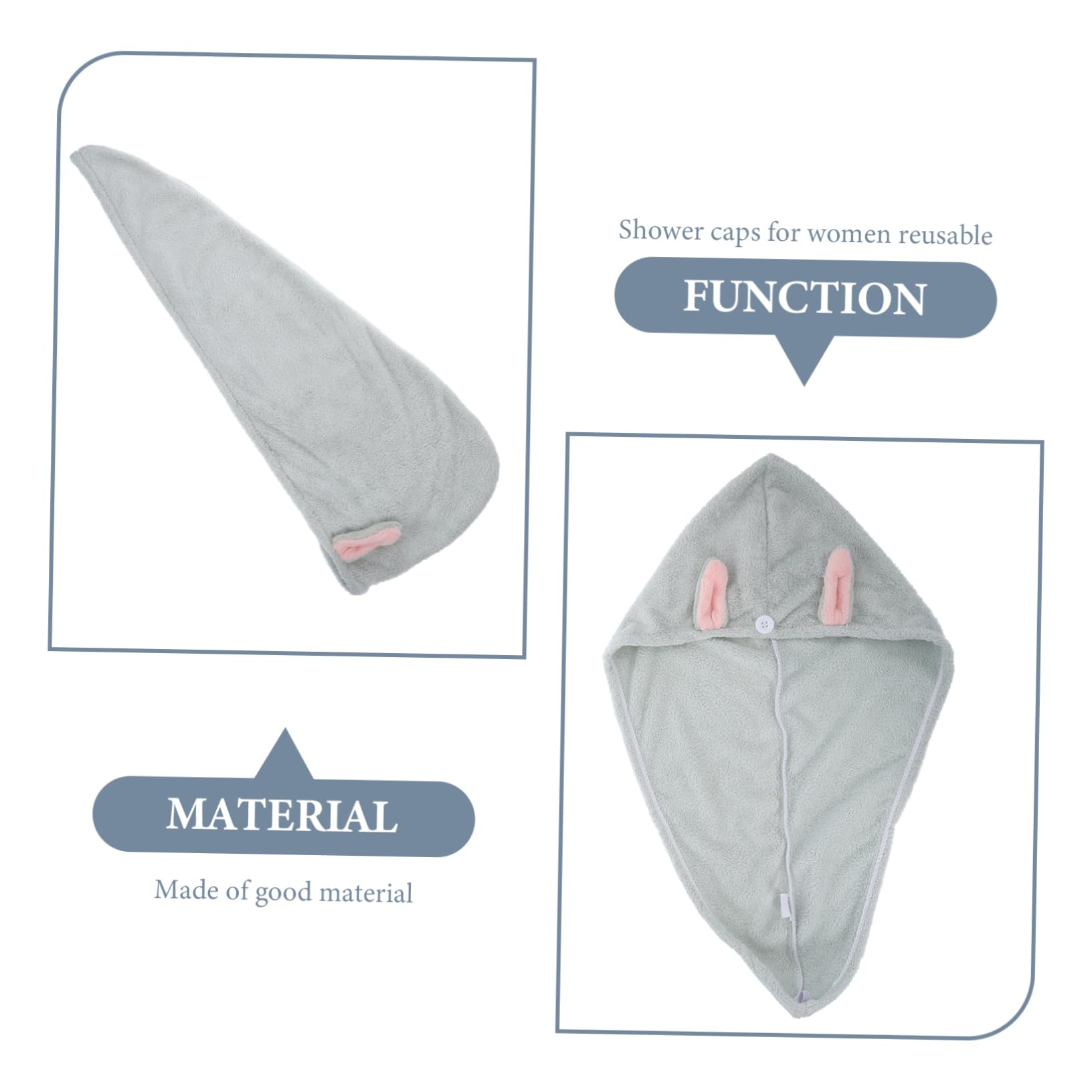 Housoutil 3pezzi Cappello Asciugacapelli Super Assorbente Forma Di Orecchie Di Coniglio Asciugamano Morbido e Leggero Per Asciugare Per Uso Domestico e Viaggi