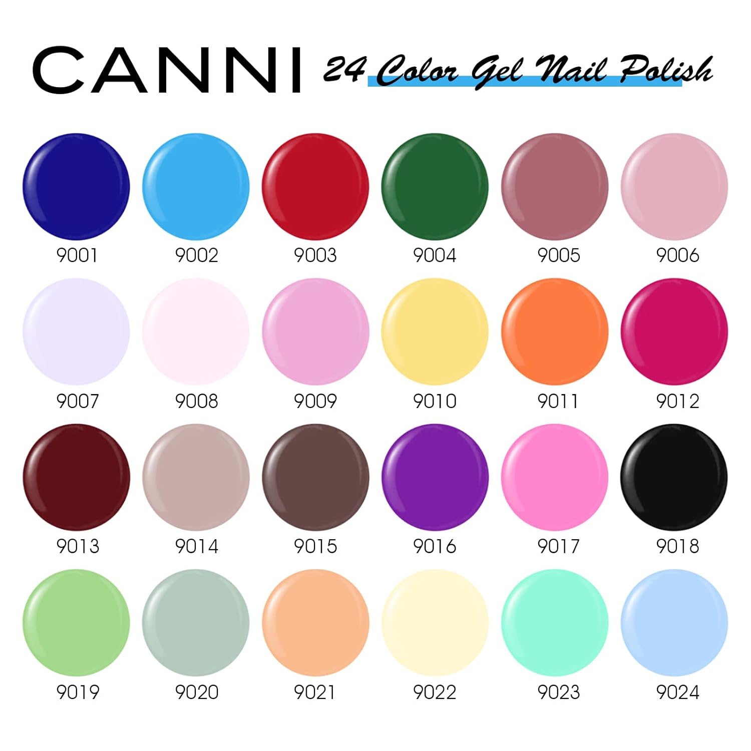 CANNI CC1 30Pcs 9ML Gel Nail Polish Set, Black Hot Pink Green Yellow Purple Blue Gel Polish Kit Soak Off LED UV Nail Art Starter Manicure Salon DIY at Home
