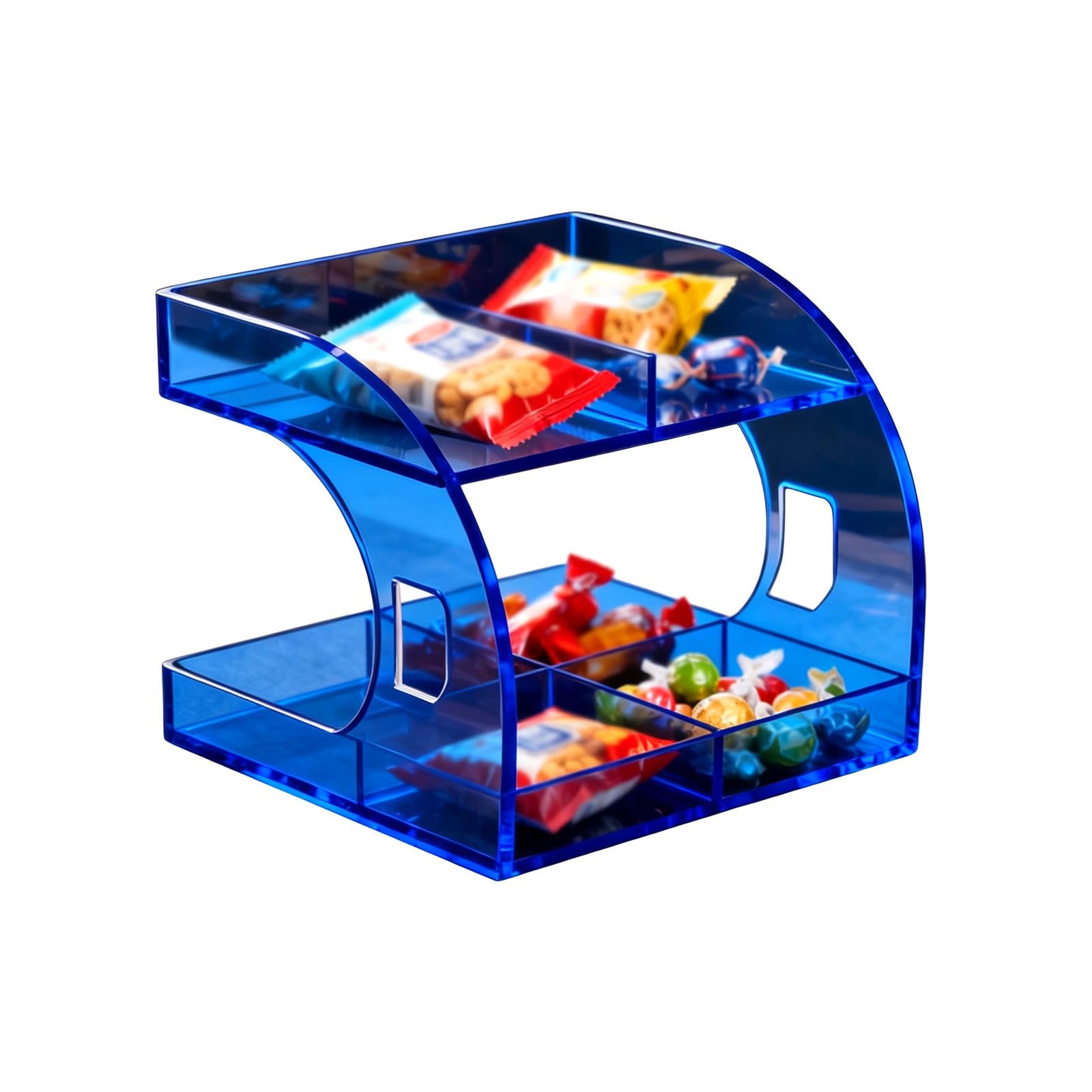 LYFHYSDSP Acrylic 2-Tier Snack Display Rack, Countertop Organizer Tray