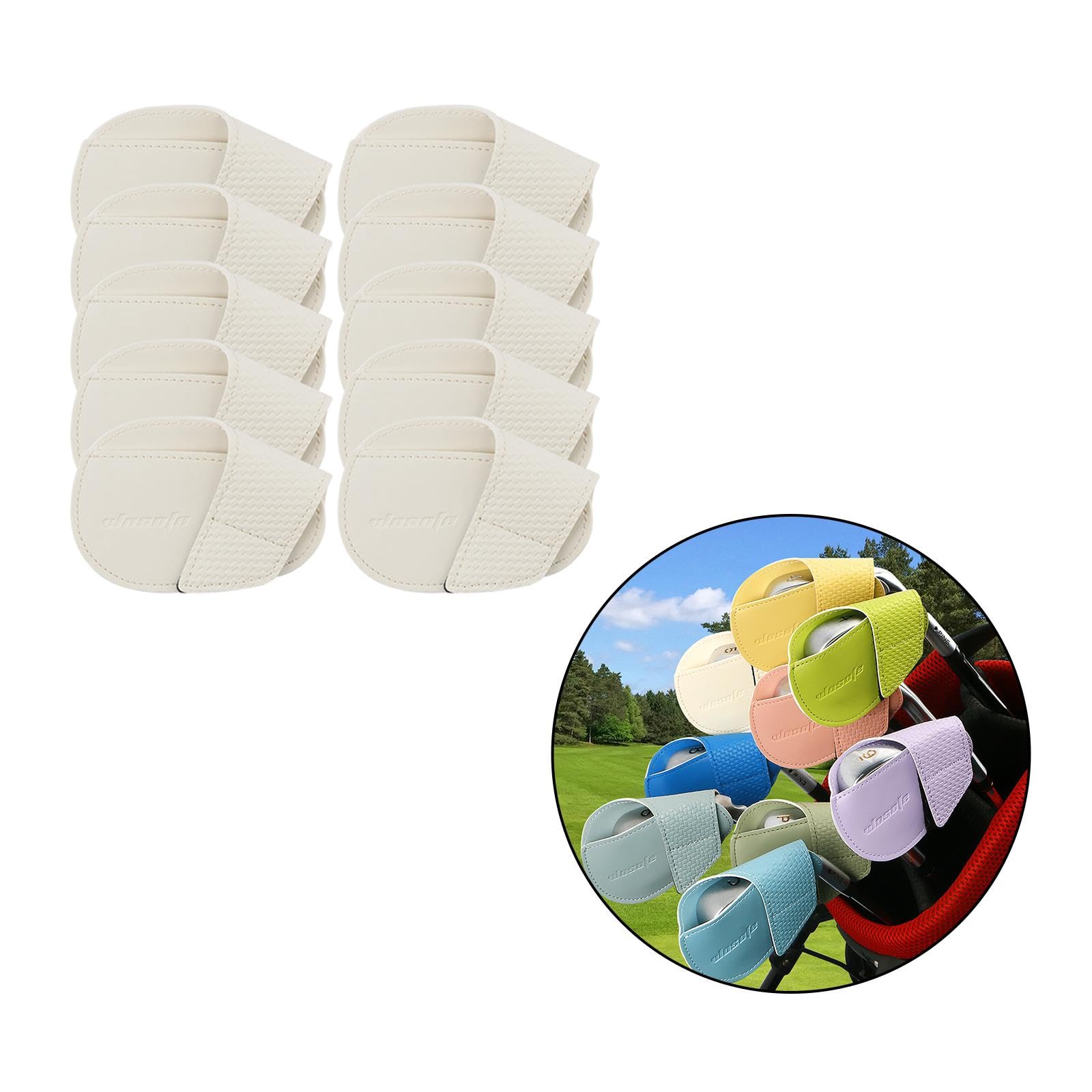 10 Fundas para Palos de Golf, Resistentes Al Desgaste, de PU, Portátiles Y Ligeras. Funda Protectora para Palos de Golf. Regalo Ideal para Golfistas, Blanco
