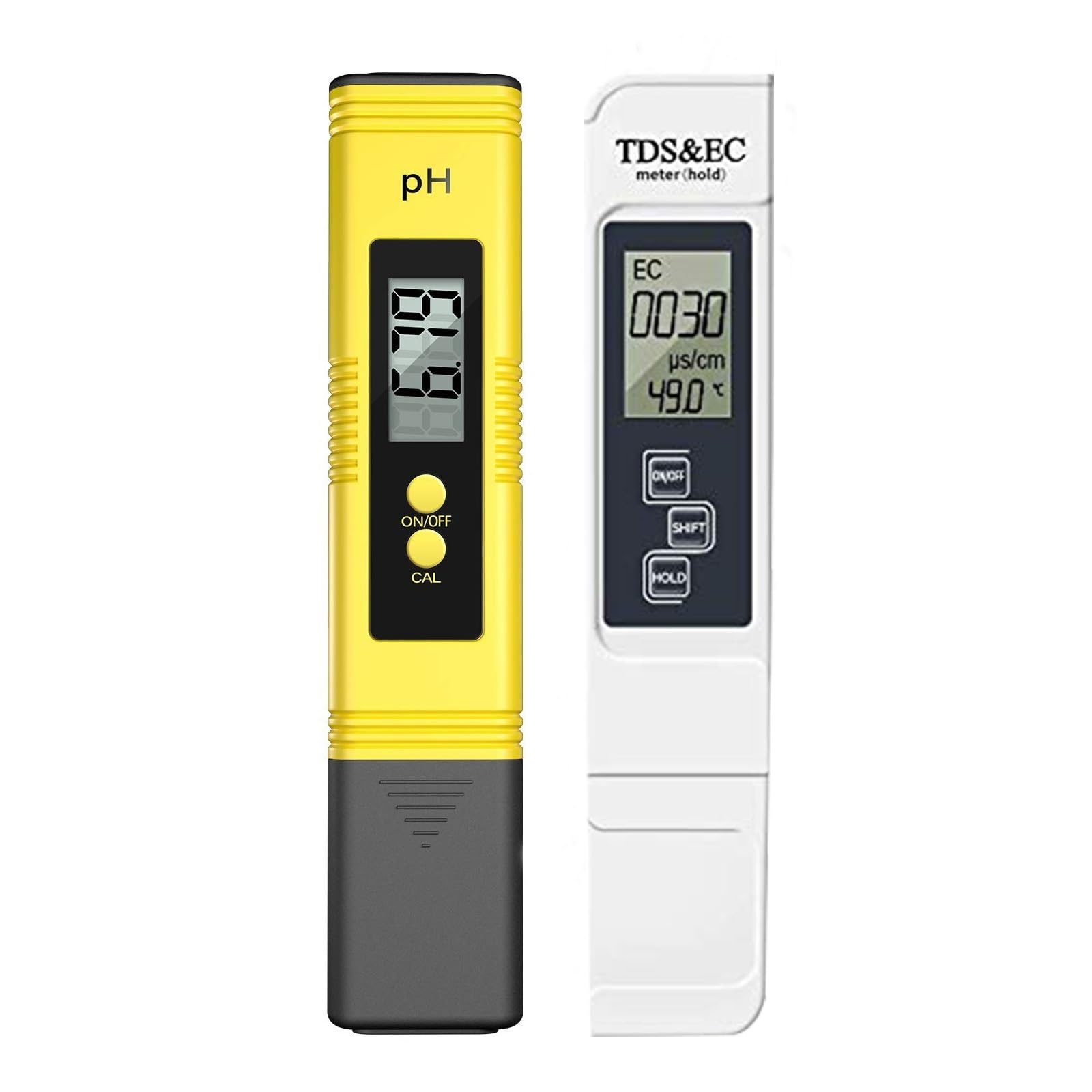 Tester Wody 2 Szt. Miernik TDS Cyfrowy Tester Do Wody 0.0-14. PH 0-9990ppm I EC LCD Czystość PPM Filtr Akwarium Uniwersalny Dokładny łatwy(White)