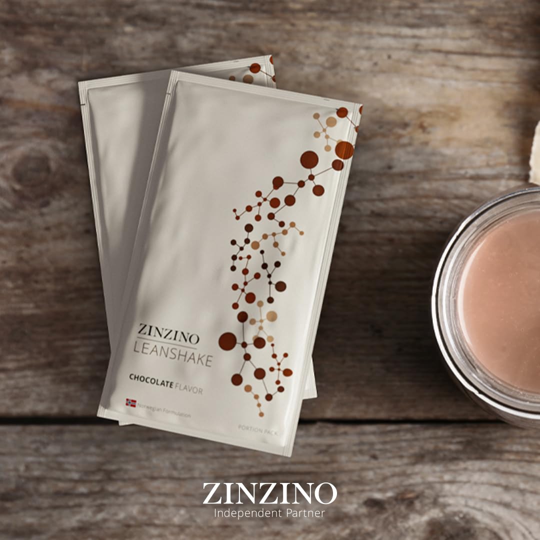 ZinZino LeanShake dietetyczny shake odchudzający - wieloskładnikowy proszek białkowy - błonnik - pokarm do picia - zamiennik posiłku - shake proteinowy - 231 kcal w porcji czekoladowy