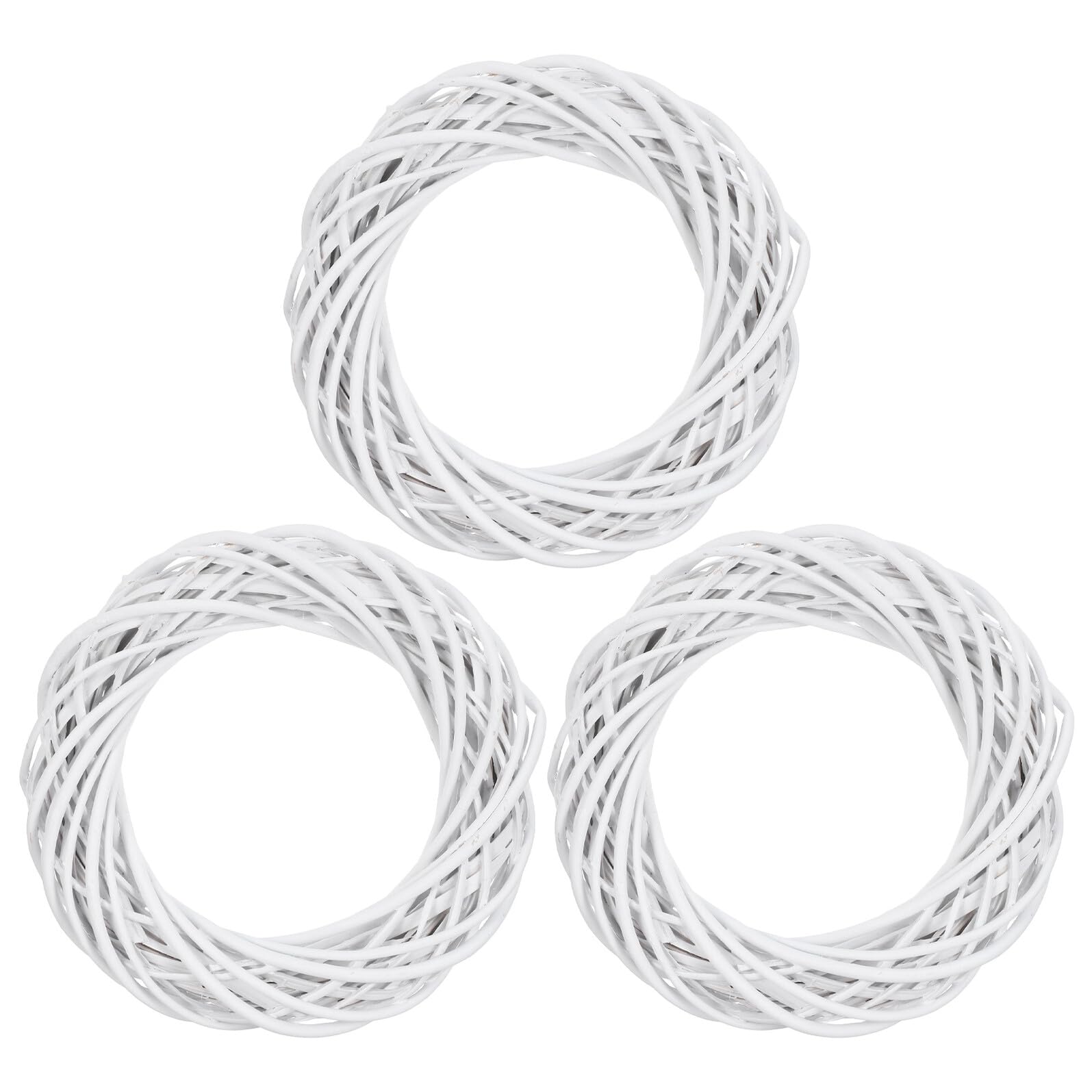 Couronne de vigne artisanale rustique en rotin blanc 30 cm lot de 3 supports solides à personnaliser
