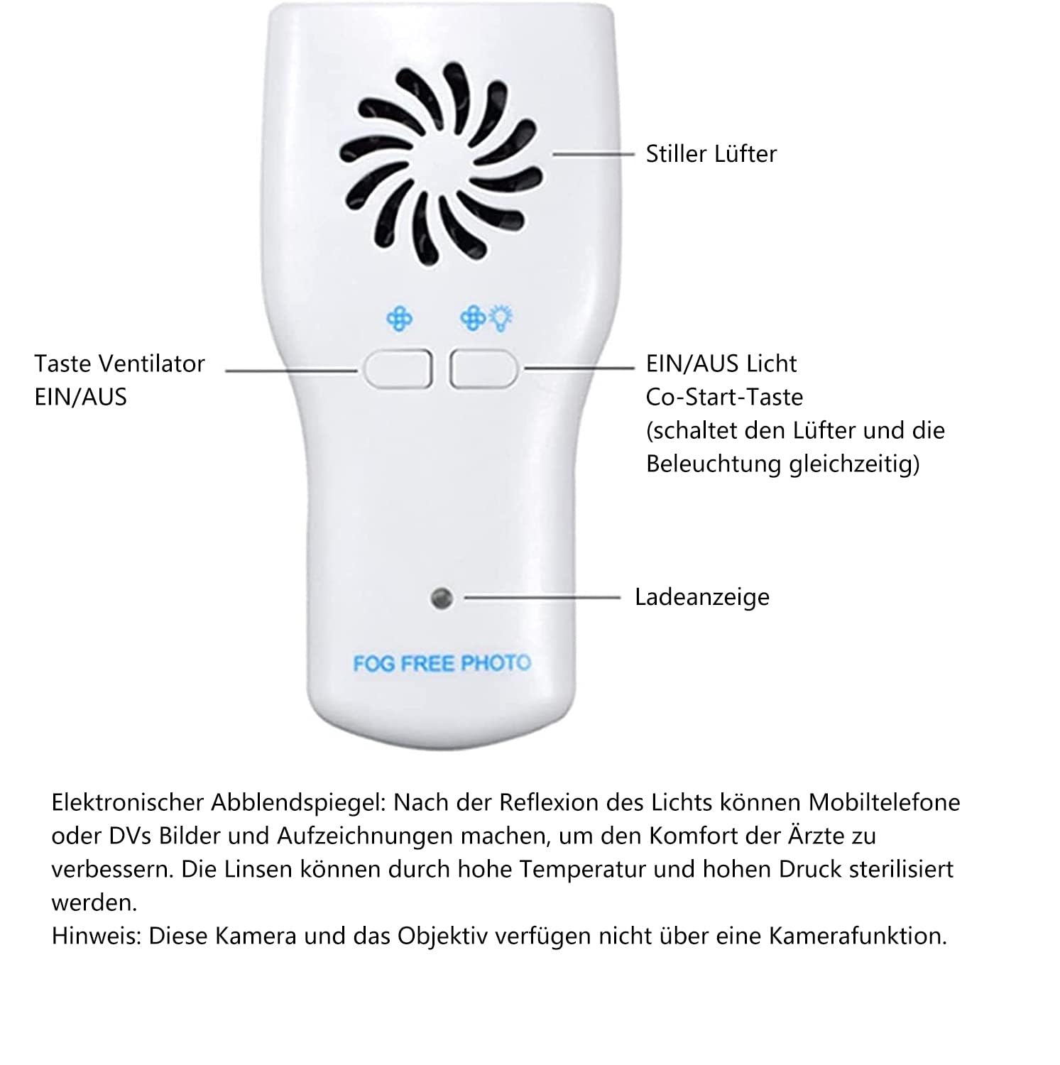 Fog-Free Intraoral Spiegel mit Griff, Dental Fotografie Spiegel, Dental Spiegel für Kieferorthopädie Led Double-Sided Reflektor, Dental Care Kit