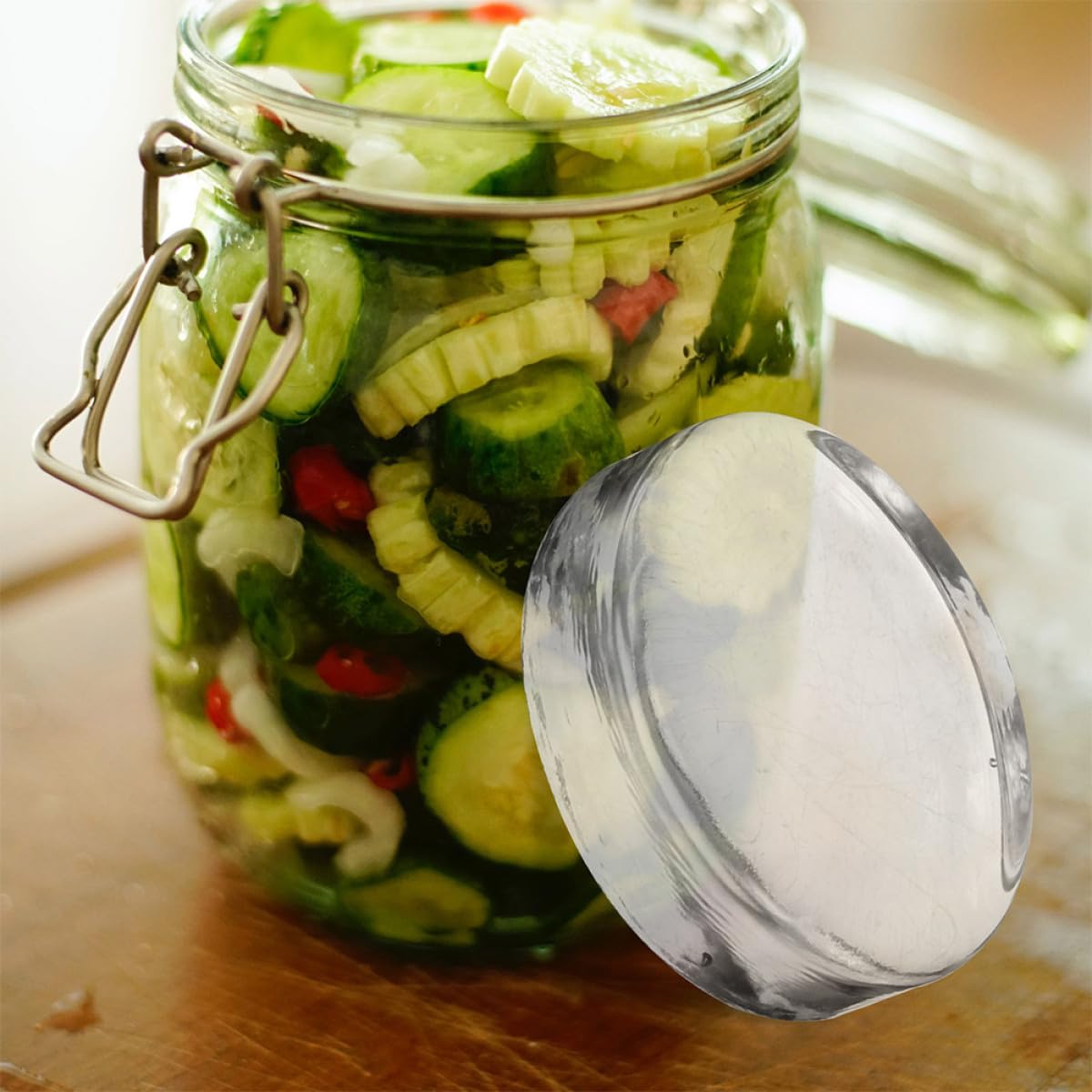 Healeved 3 Stück Gärgewichte aus Dickem Glas Transparente Fermentationsgewichte für Weithals Einmachgläser Fermentierzubehör für Kimchi und Sauerkraut Gleichmäßiges Einlegen