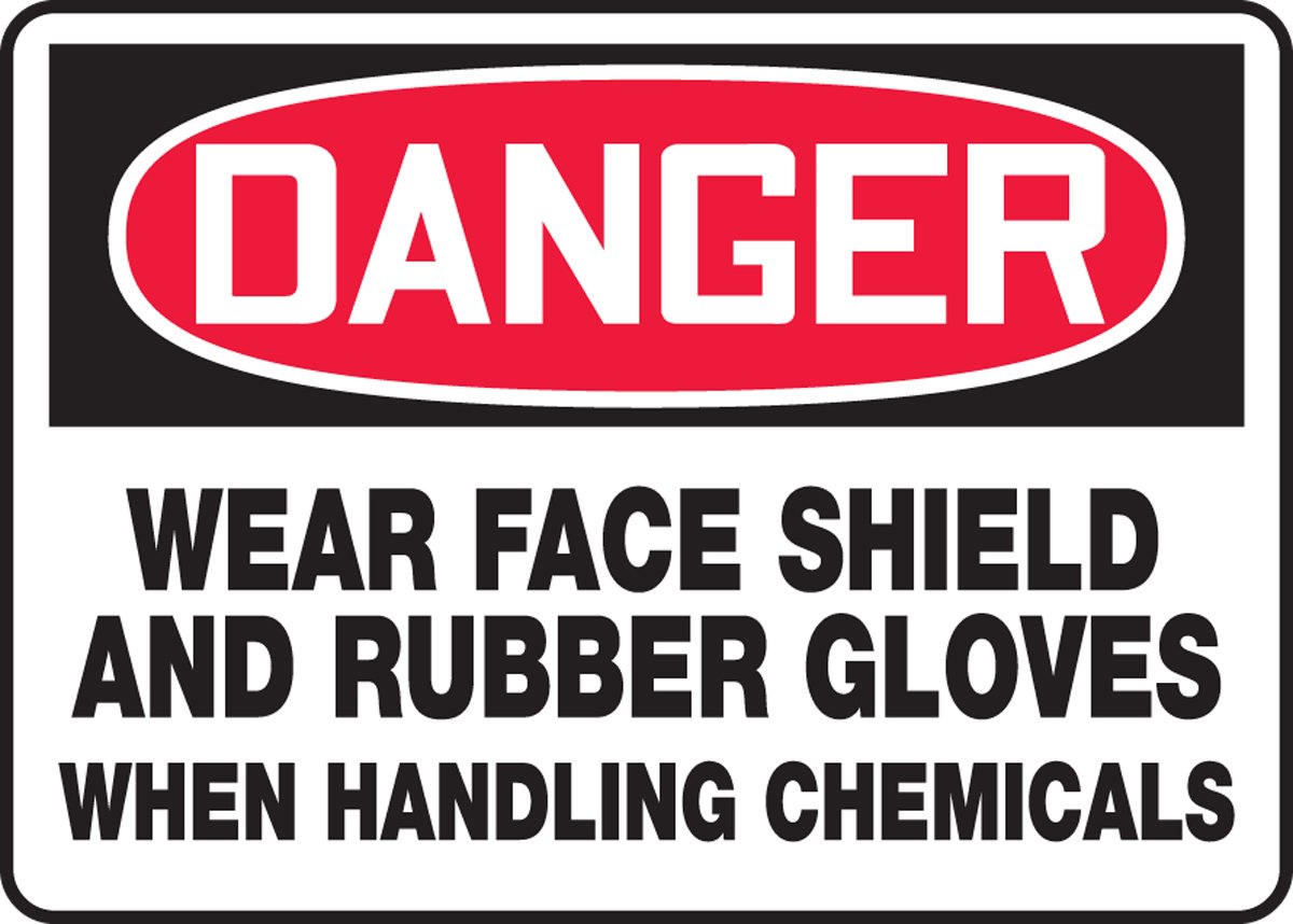 Panneau danger obligatoire gants et visière contre risques de projection - 2
