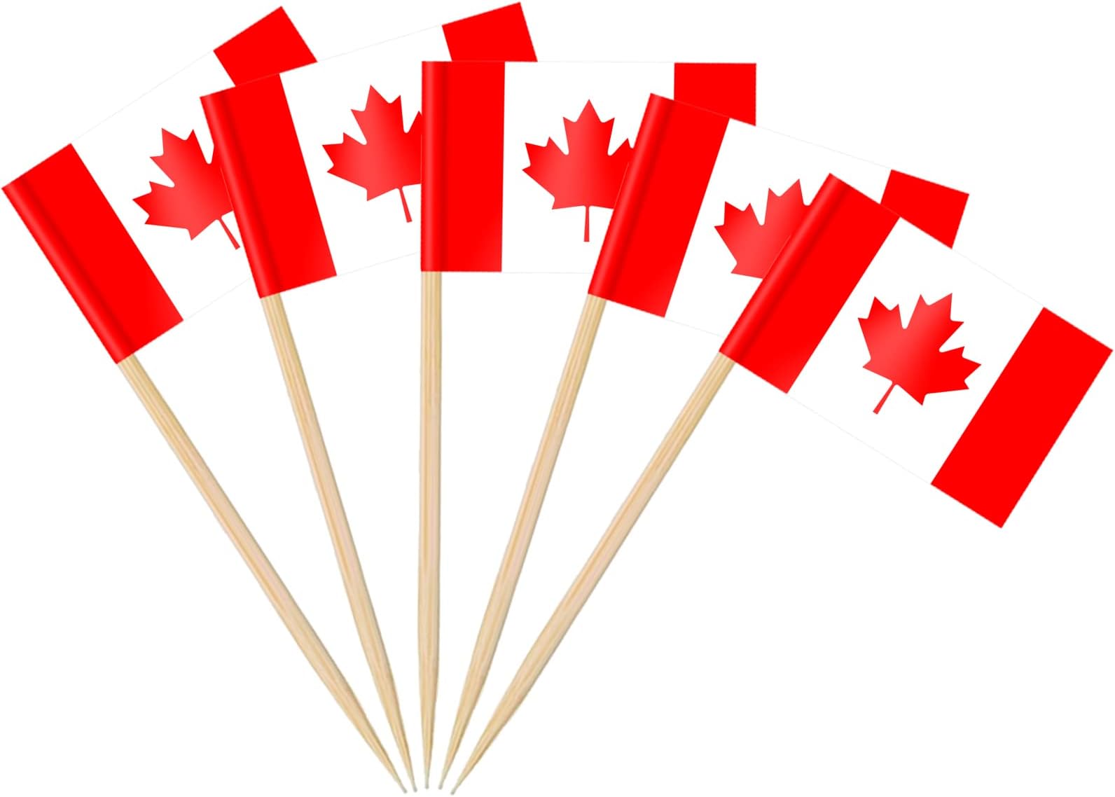AhfuLife Canada Flag Toothpick Flags Picks, 100 Pcs Small Tiny Canada Cupcake Toppers Stick Flags Double-sided for World Cup, National Day, Birthday Party Decorations, Cake Flags