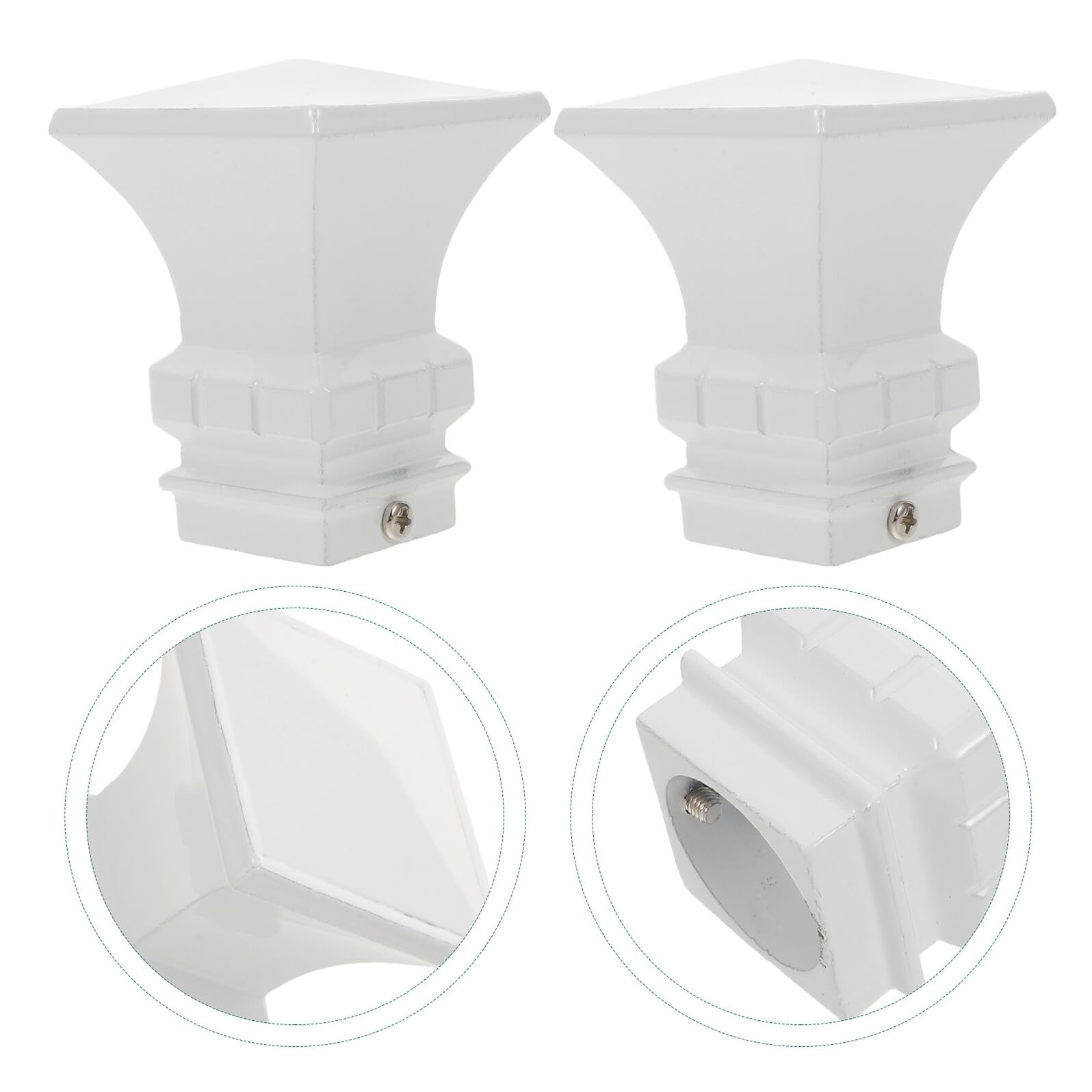Baluue Terminali Quadrati per Aste per Tende in Metallo Bianco Set 2 Pezzi estremità Decorate Spessore Rinforzato Accessori per Aste di Ricambio Adatti a Tende Pesanti per Ambienti