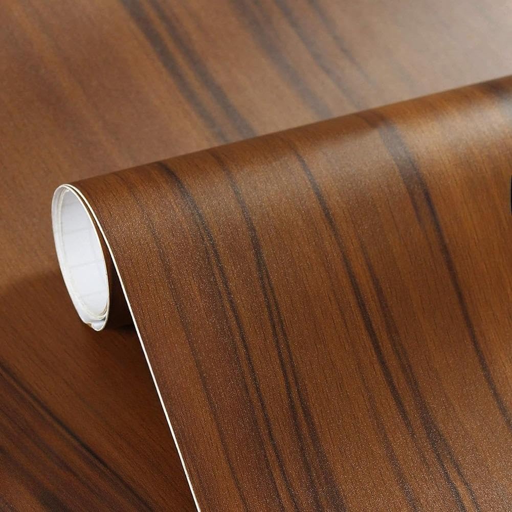 - Vinyl Self-Adhesive Wooden Wallpaper (45 x 125 cm) Waterproof Wood Texture Wall Paper Shelf Liner Stickers for Furniture, Door, Table, Almirah, Wardrobe, Cupboard, Kitchen & Home. Brown