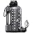 AQUAFIT 1 Gallon Water Bottle with Time Marker - Straw & Chug Lid - BPA Free Gym Water Bottle with Straw - Big Gallon Jug (Gray, 128 oz - 2in1 Lid)