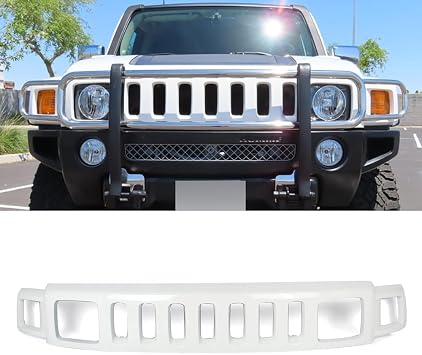 Birch White Front Bumper Grill Compatible with 2006-2010 Hummer H3 Grille Assembly Face Bar Replace for 15834196,HU1200101