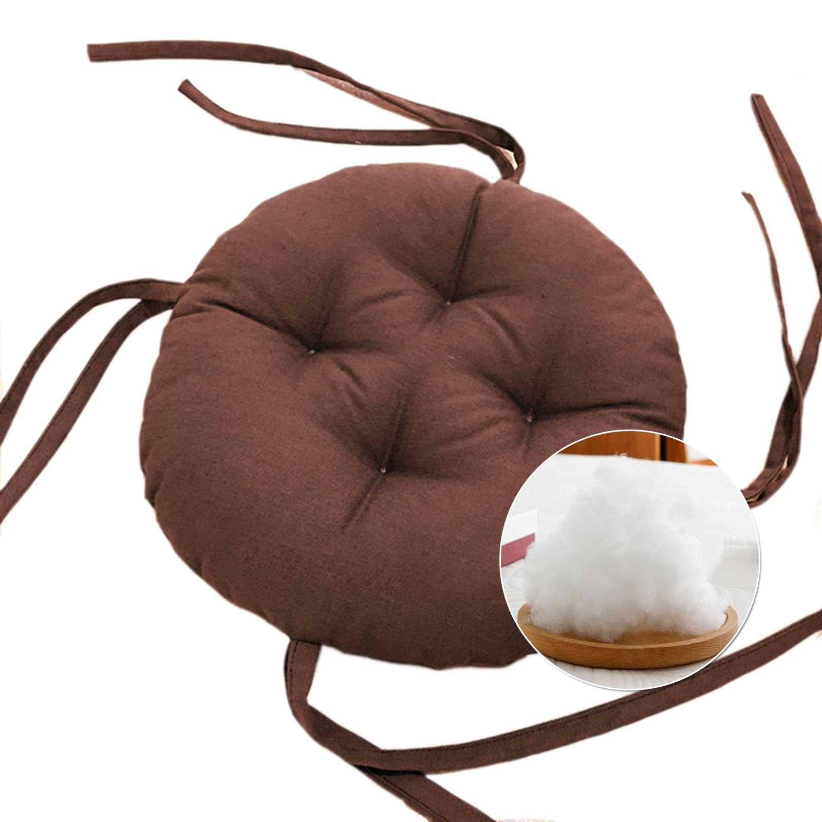 SVFOEBJM Chair Cushion With Ties Round Thick Office Chairs Seat Cushion Comfy Bar Stool Cushion Diameter 32/40/45/50cm(Brown,30cm)