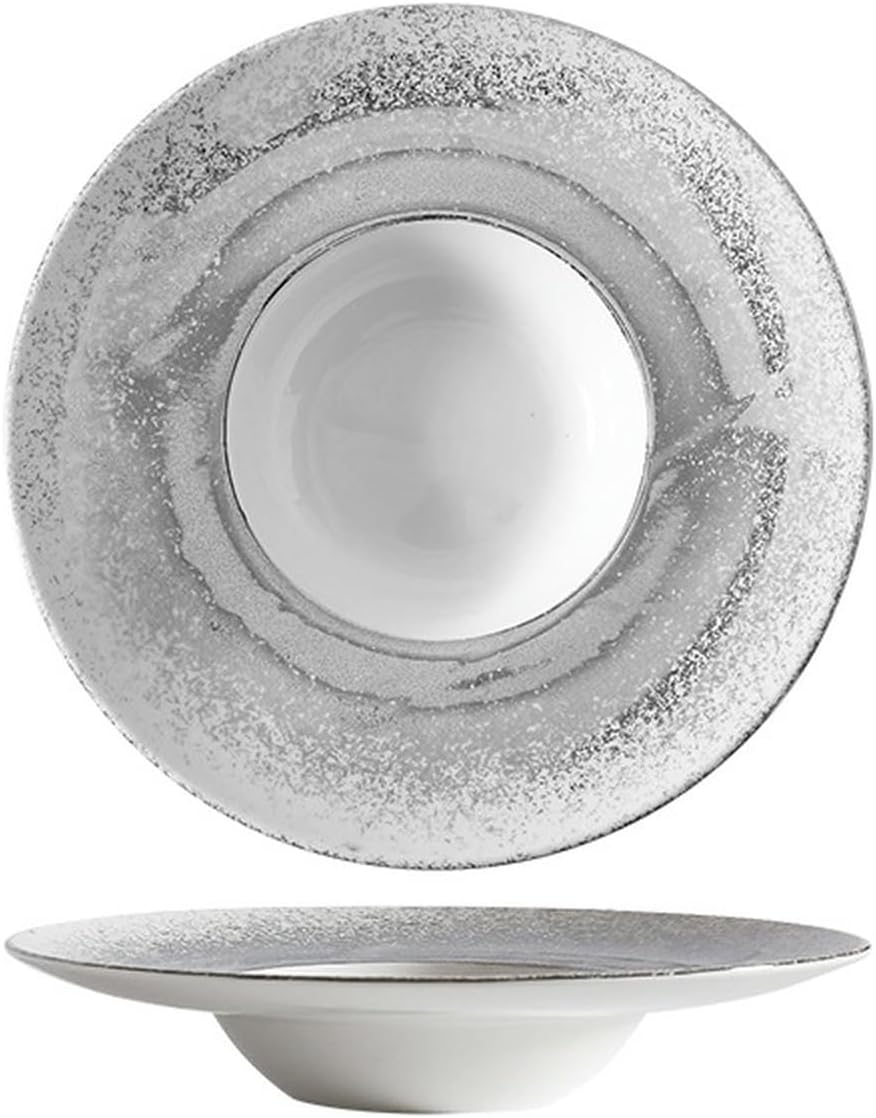 Nordic household simple gradient spray ceramic western food pasta dish -11 inch silver