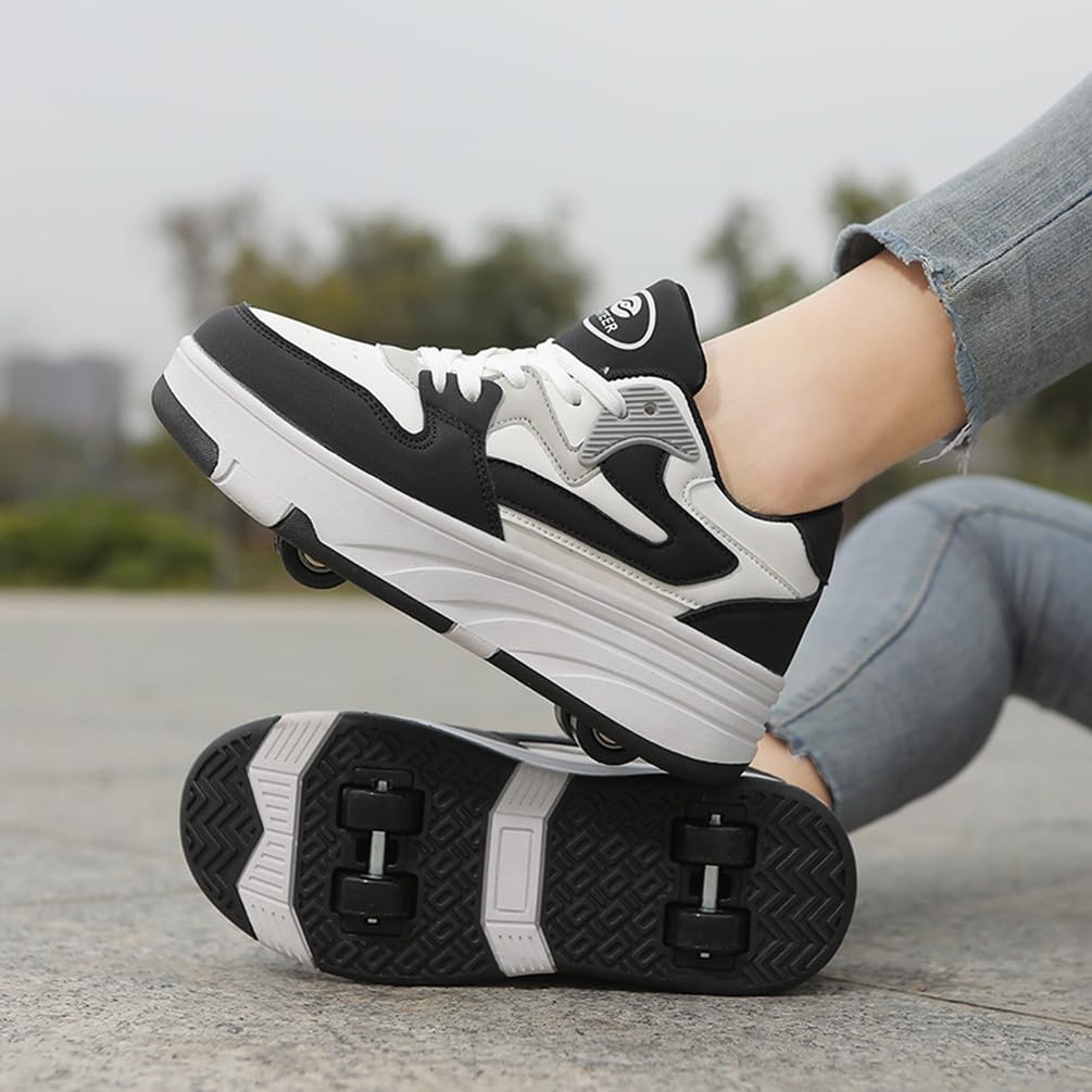 Dziewczęce buty na kółkach dla chłopców buty do deskorolki dla dzieci 2 w 1 wielofunkcyjne buty na rolkach buty na rolkach buty damskie, Rolka S4, 41 EU