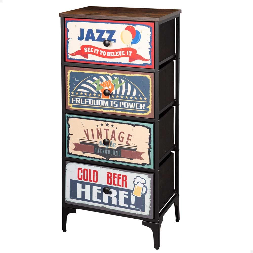 Muebles de salón con gráficos retro para organizar estancias