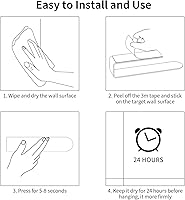 Vista 5 de Hand Towel Holder, Self Adhesive Towel Racks for Bathroom Wall Mounted, 8 Inch Square Hand Towel Bar Stick on Wall for Kitchen Cabinet RV, Black