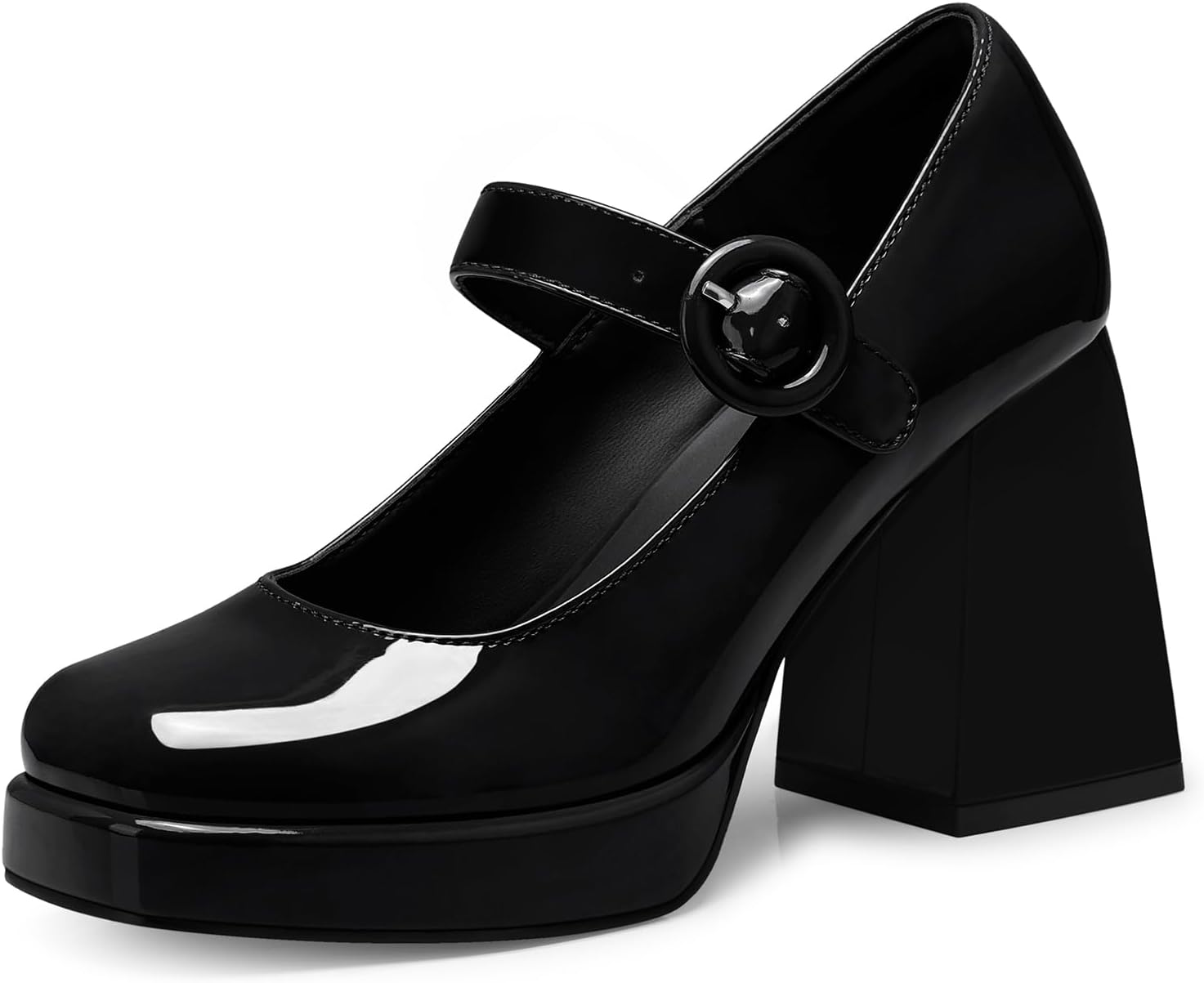 women mary jane shoes: comfortable closed toe chunky heels, 2025 trendy dress shoes prom formal graduation platform pumps wide size 7 ,black