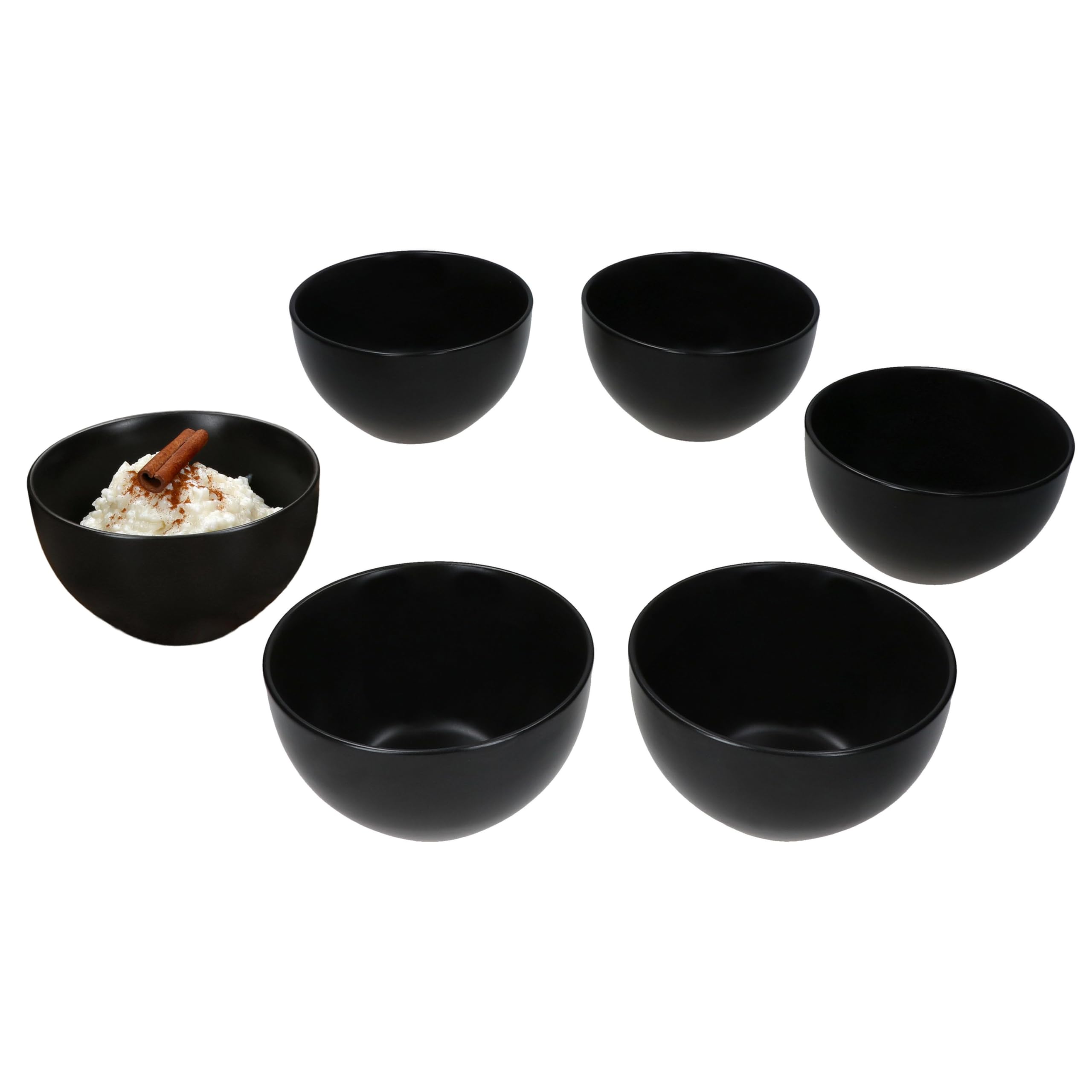 MamboCat Panther - Lot de 6 bols en faïence mat - 14,2 cm - Noir - 450 ml - Pour 6 personnes - Pour salade, soupe, céréales, chips, etc. - Vaisselle pour petit-déjeuner, déjeuner et dîner