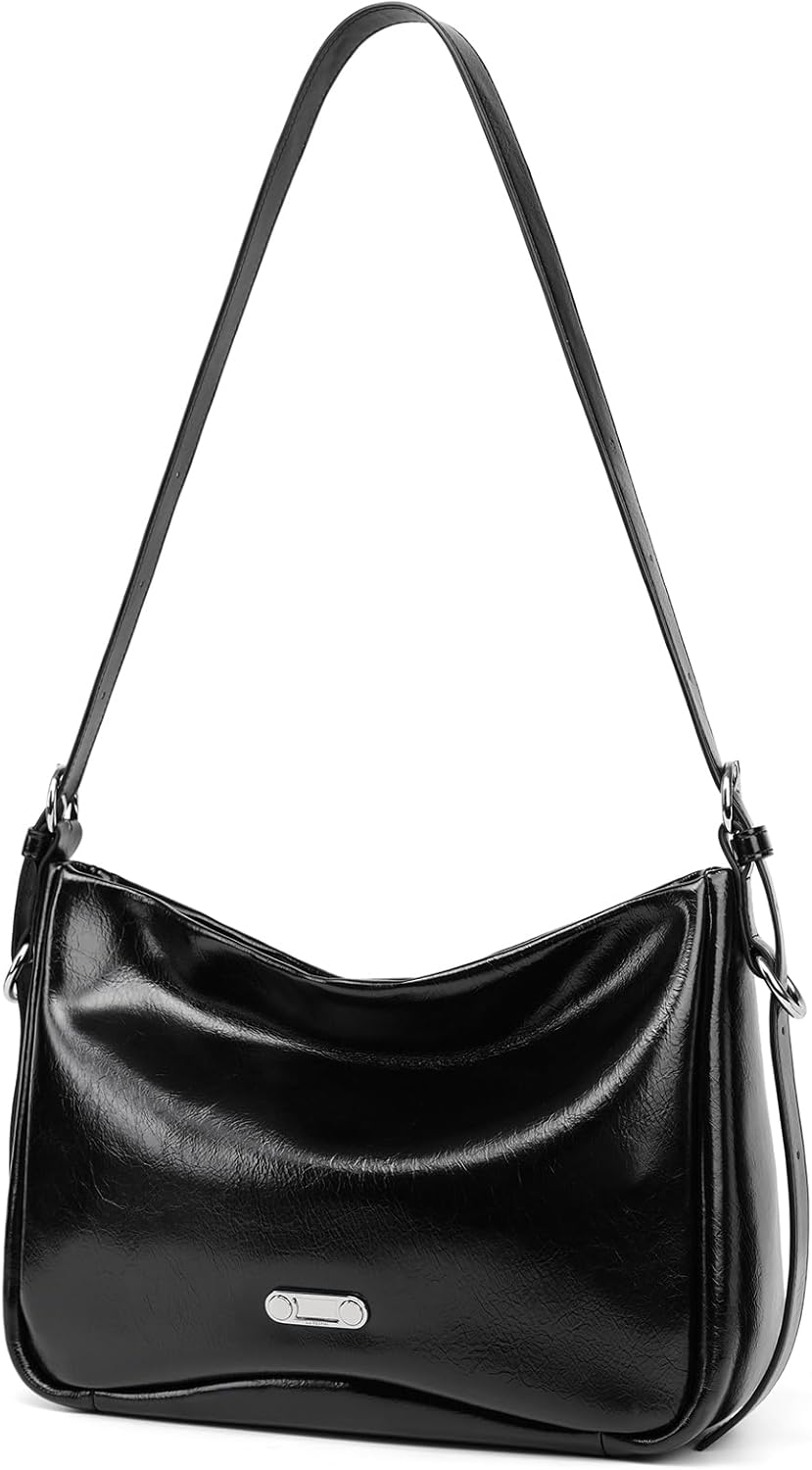 Black Leather Shoulder Purse For Women: Crossbody Bags Small Handbags - Elegant Comfortable for Daughters and Young Girls