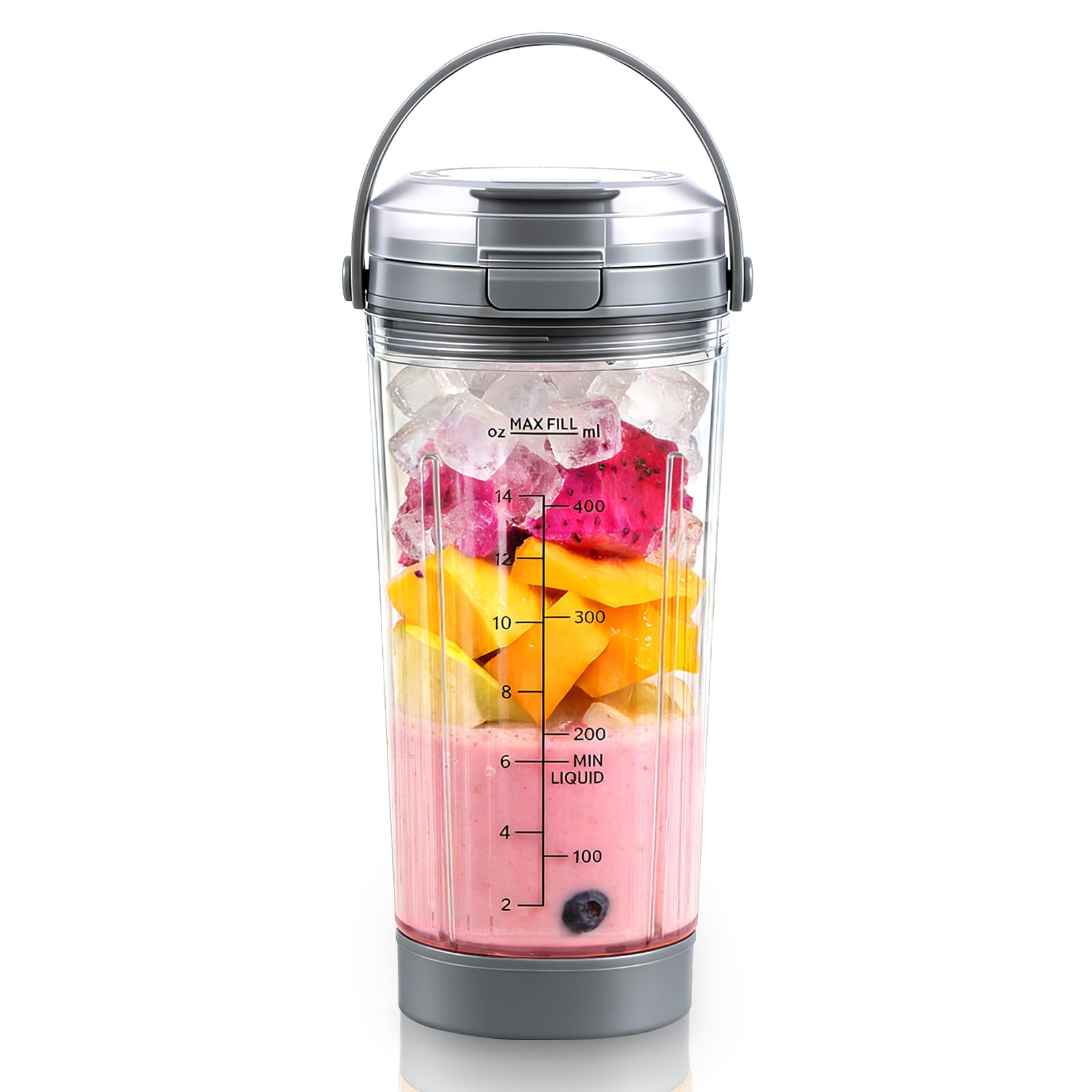PCTTOIL Mixgefäß kompatibel mit Ninja Blast Tragbarer Mixer, 530ml Mixbecher mit Trink- und Auslaufsicherer Deckel für Ninja Blast BC151EUBK/BC151EUNV/BC151EUPR/BC151UKEUGV (Grau)