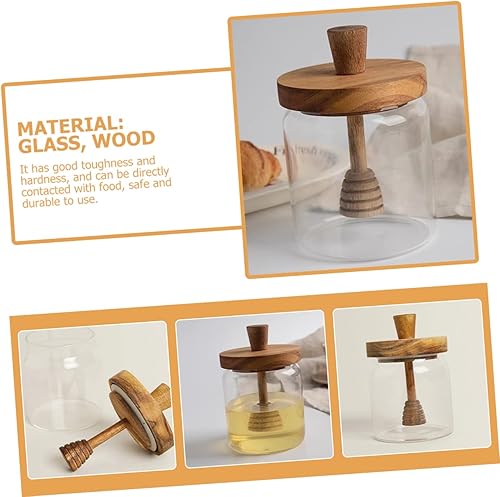 Miniatura 8 de Hemoton Tarro de miel con tapa y recipiente de vidrio para almacenamiento de cocina, contenedor versátil, ligero y conveniente para uso doméstico