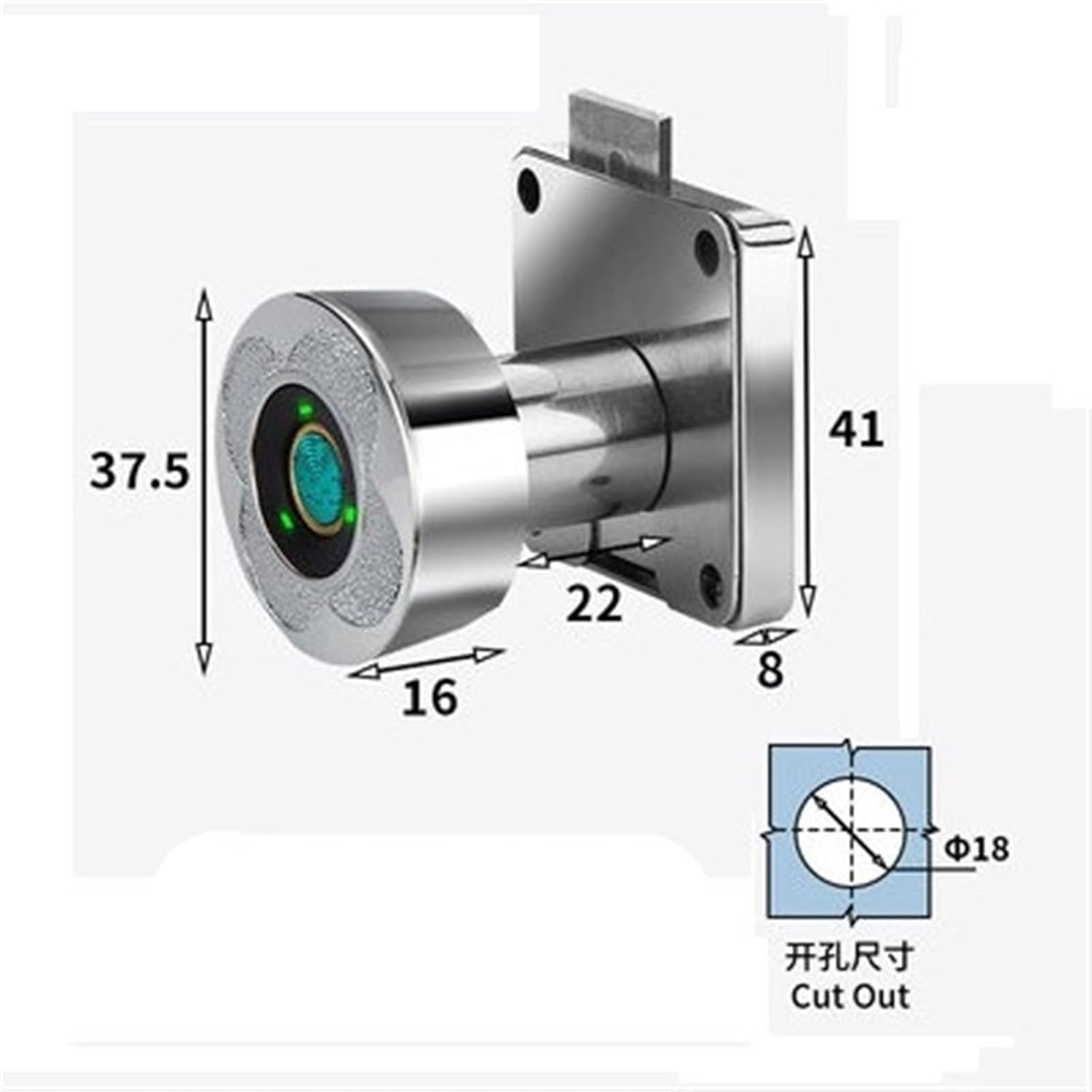 MObyat Fingerprint Lock Smart Cabinet Locks Biometric Keyless Furniture Drawer Cabinet Wardrobe Fingerprint Locks for Drawer Cabinet 1Pcs(138-22-2)