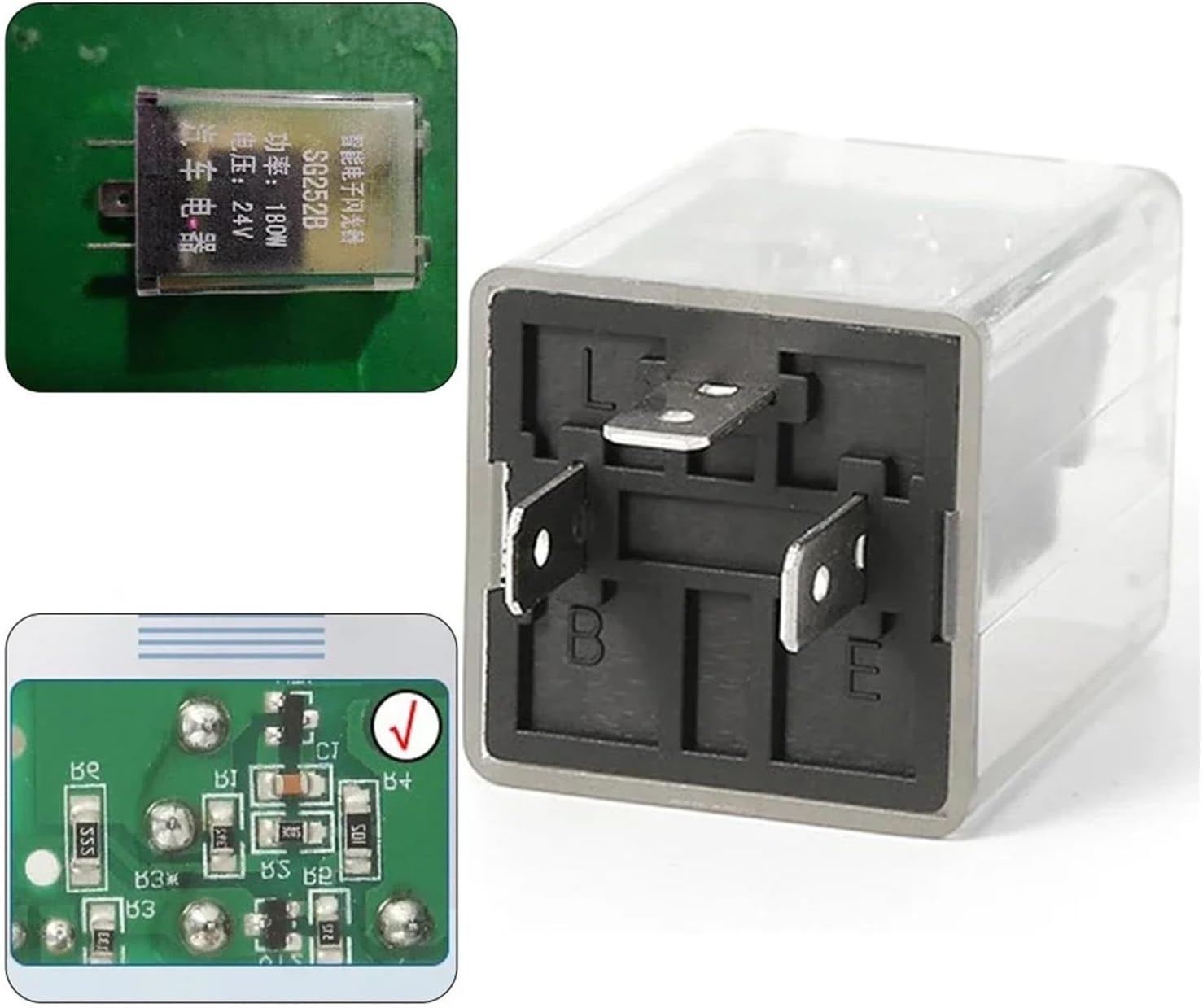 24V/3Pin Car LED Light Flasher Relay Turn Signal Rate Control Blinker 180W Replacement for Automobile Lamp Tool Accessory