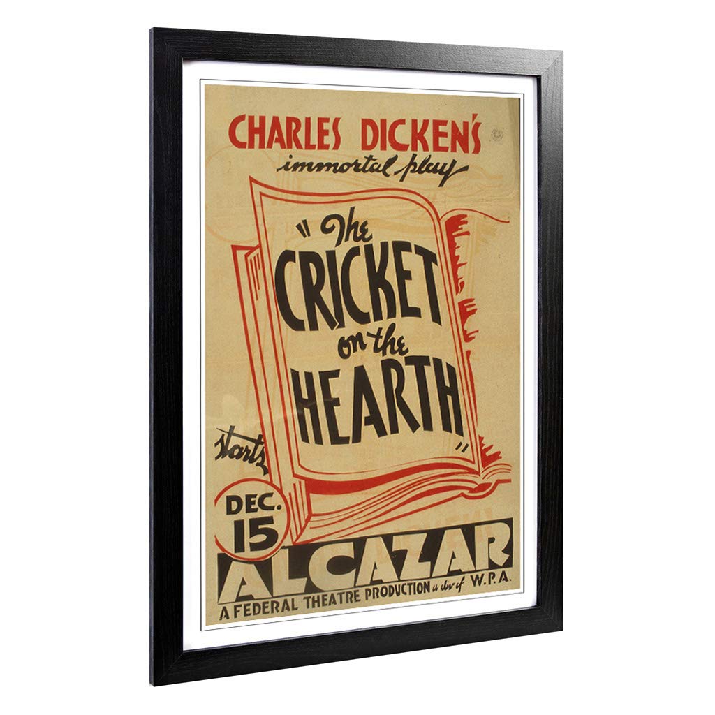 Big Box Art Framed Print of Vintage WPA Poster Cricket on The Hearth Design | Wall Art Picture | Home Decor for Kitchen, Living Room, Bedroom, Hallway, Black, A2 / 24.5x18 Inch / 62x45cm