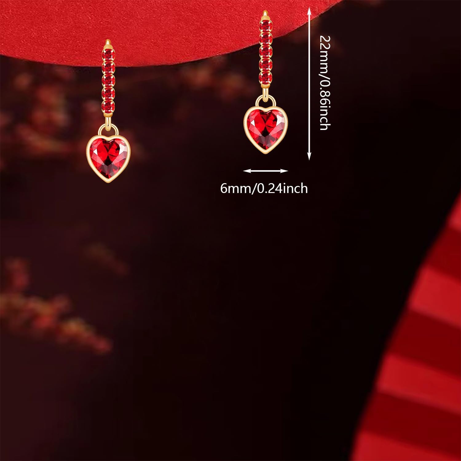 Sparkly Crystal Love Heart Dangle Drop Earrings Dainty Rhinestone Tiny Heart Huggie Hoop Earrings For Women - Image 5