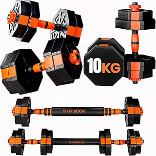ManiBoom Pesas y Mancuernas Ajustables - Kit de Pesas Ajustables con Barra y Cierre de Seguridad - Equipo de Entrenamiento Progresivo para Toda la Familia