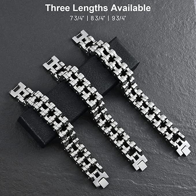 Dream Apparel Mens Stainless Steel Bike Chain Motorcycle Chain Bracelet for Women, 3/4 Inch Wide Heavy Metal Biker Bracelet, Bicycle Link Chain Bracelet - Image 3