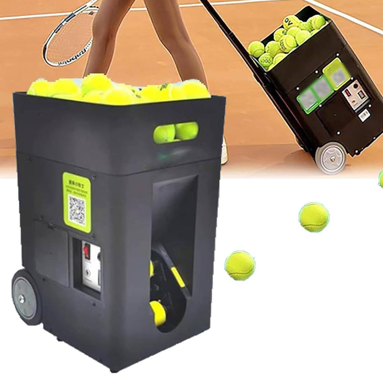 Lanciapalle da tennis portatile, lanciatore automatico di palline da tennis, angolo di lancio regolabile, velocità, 50 grande capacità, per allenamento di tennis,competizioni,insegnamento