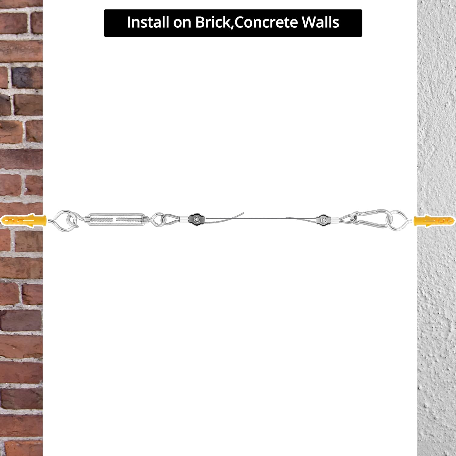 QWORK® 50 m linka druciana, nylonowa powlekana 2 mm, drut ogrodowy do roślin pnących, kabel wykonany ze stali nierdzewnej 304 z napinaczem M5