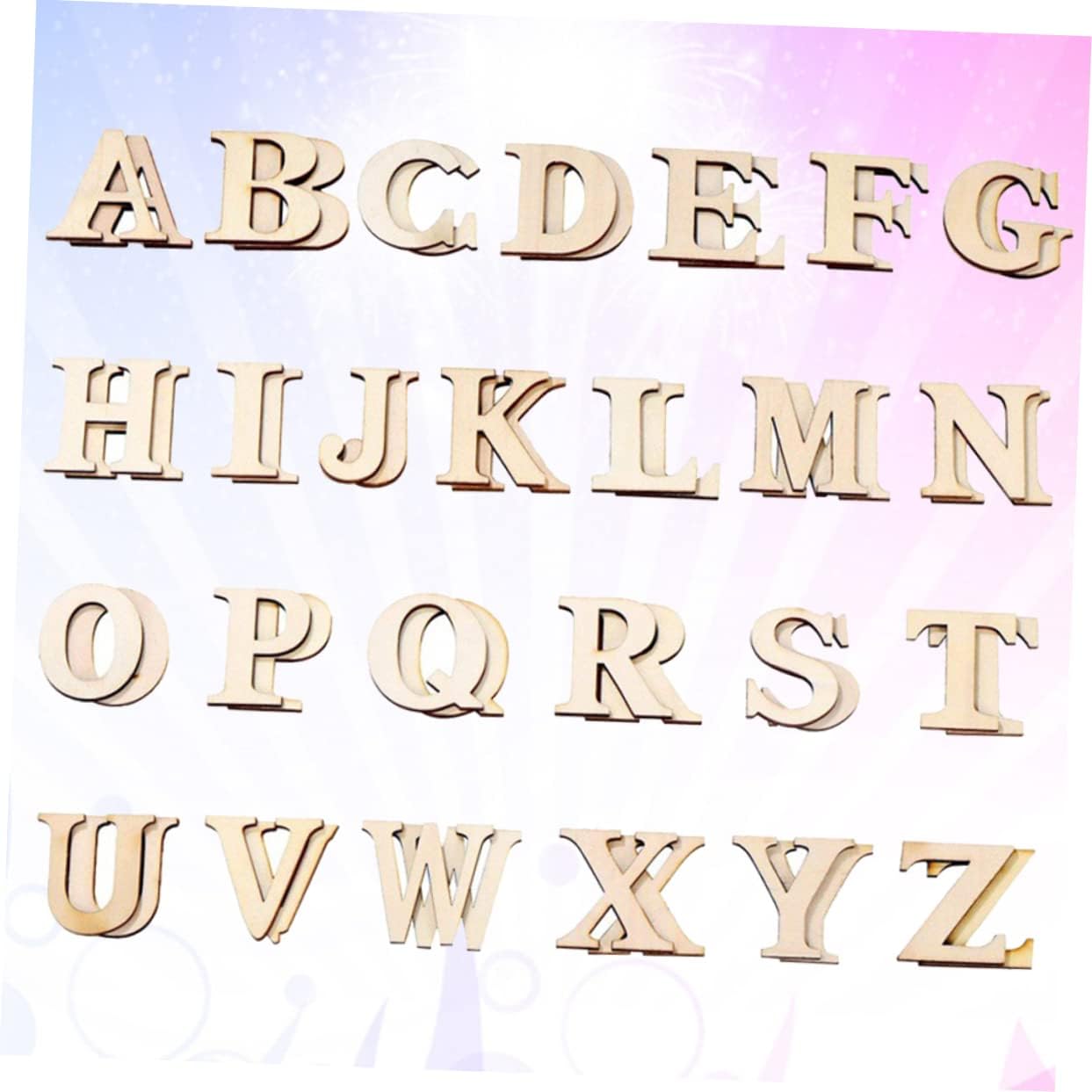 Wooden Alphabet Letters Set 52pcs Wood Slice Letters Boys and Girls Room Decor Craft Wall Decor DIY Handmade