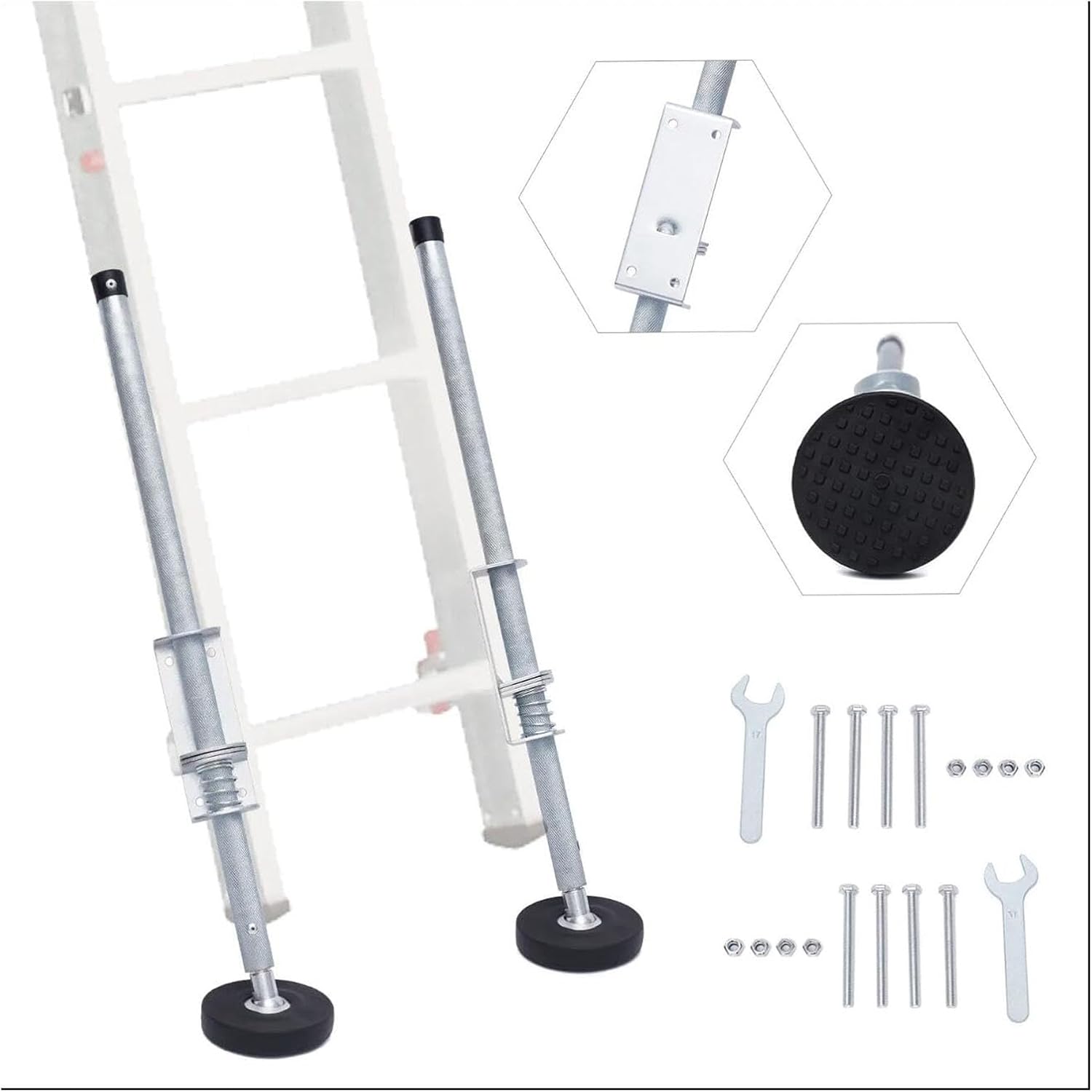 Ladder Leveler with Rubber Feet Adjustable Extension Leg Ground Stabilizer for Platform Ground Extension Stabilizer