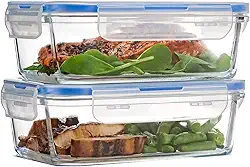 Kit 2 Potes de Vidro Retangular Hermético com Tampa 1040ML - Armazenamento Seguro e Conservação de Alimentos - Organizador para Cozinha e Produtos Secos