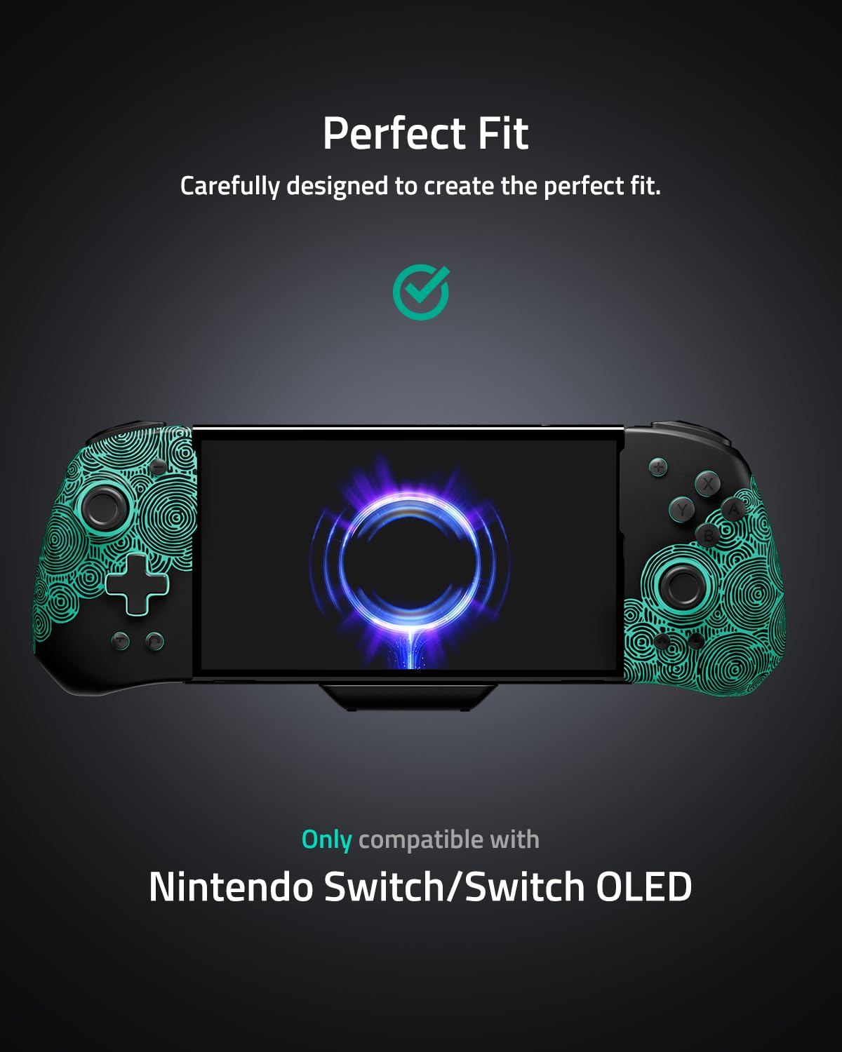 FUNLAB Switch Handheld Controller Hall Effect Compatible with Nintendo/OLED, Luminous Switch Joypad Controller Customizable, Ergonomic Switch One-Piece Joypad Controllers Replacement - 7 LED Colors/Turbo/Mapping