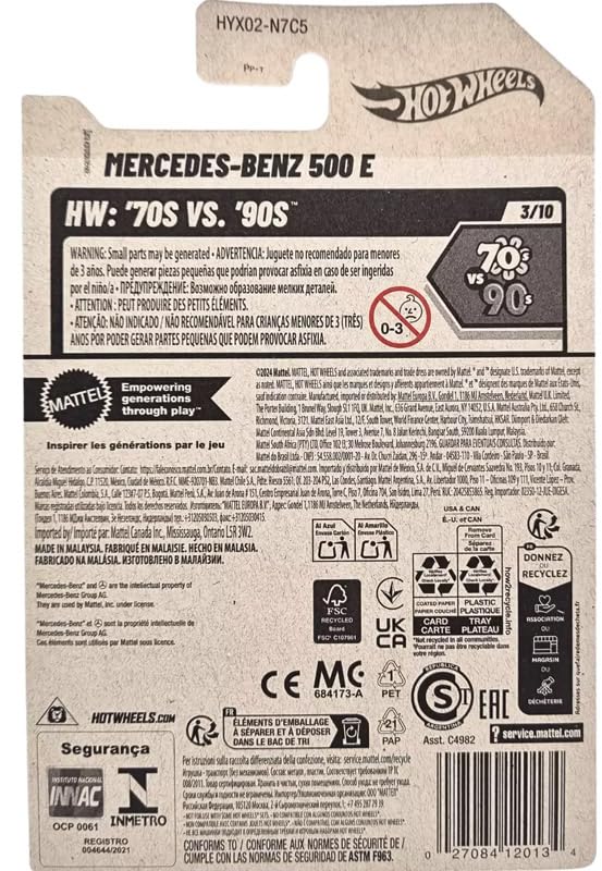 Image of Hot Wheels Mercedes Benz 500 E HW 70s vs 90s Ages 3 and Up 52 /250 (Green)
