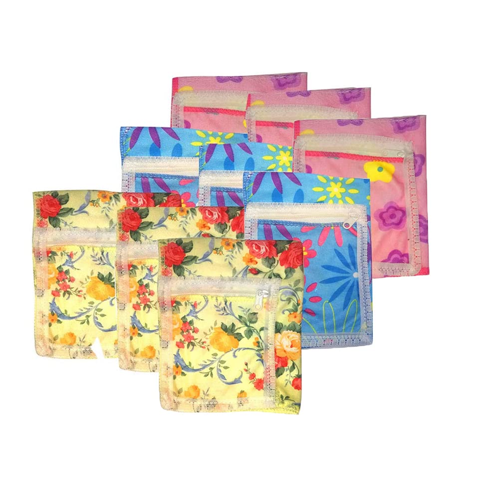 malvina Women Soft Handkerchief with Zip Pouch Included (Multicolor, Pack of 9)-picture-7