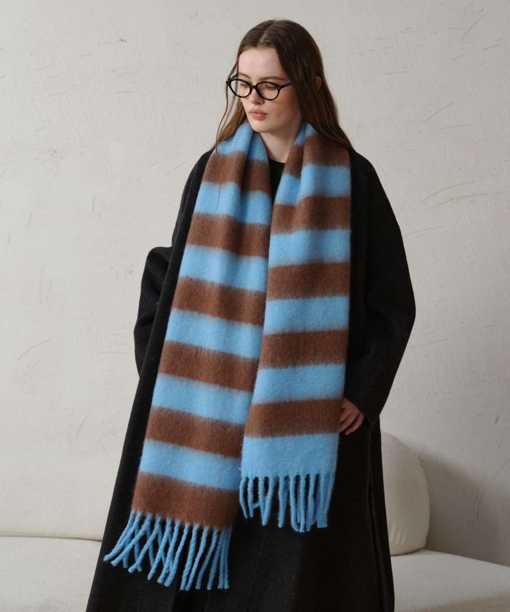 Women's Fall Winter Chunky Scarves Big Thick Warm Knit Blanket Scarf Long Oversized Striped Tassel Shawls Wraps - Image 4