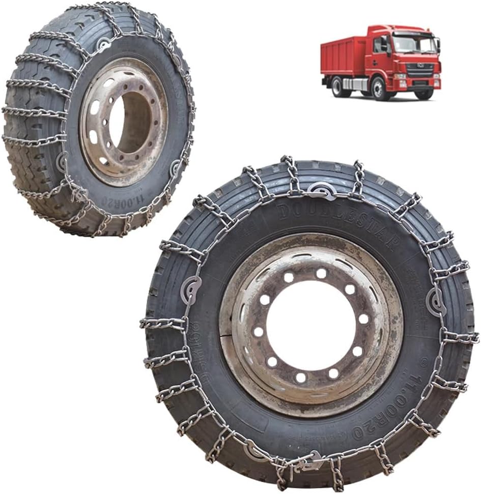 2pcs 9mm Snow Chains for Trucks & SUVs – Reinforced Anti-Skid Chains –Easy On and Off for Ice & Snow 235/75R17.5 2pcs 10R22.5