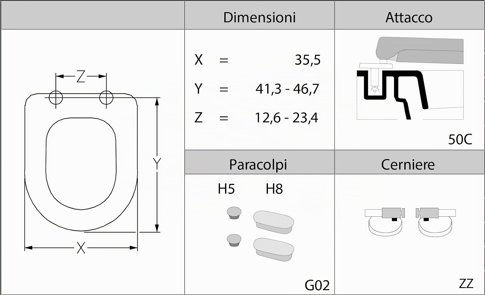 Sedile Copriwater per Ideal Standard Esedra (Vecchio Modello) - Urea Termoindurente, Montaggio dall’Alto, Chiusura Rallentata, Bianco, Alta Qualità